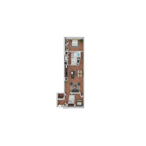 Floor plan for 2 beds, 2 baths, 1447 sqft